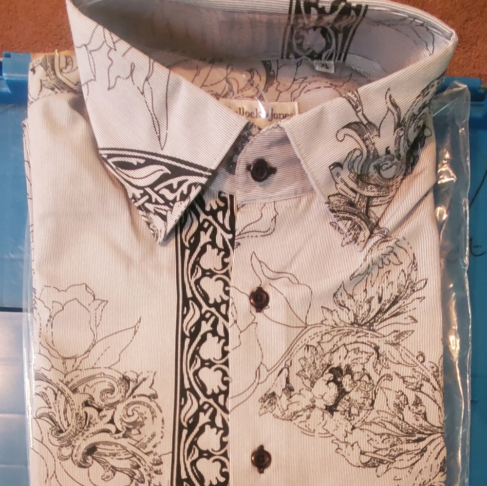 Brand new Bullock And Jones Floral Print Long Sleeve XL Grey with Black Print